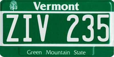 VT license plate ZIV235