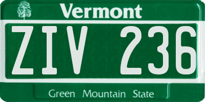 VT license plate ZIV236