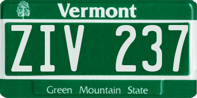 VT license plate ZIV237