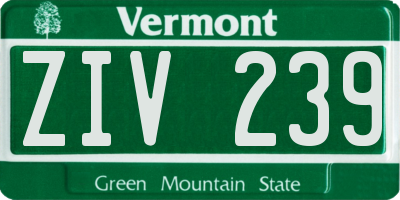 VT license plate ZIV239