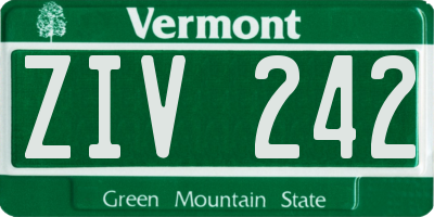 VT license plate ZIV242