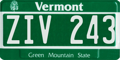 VT license plate ZIV243