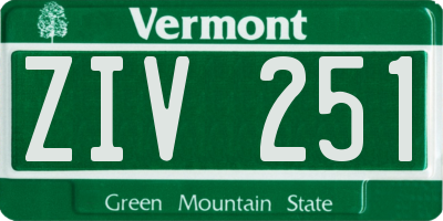 VT license plate ZIV251