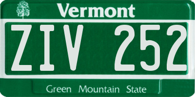 VT license plate ZIV252