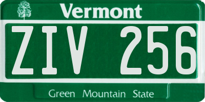 VT license plate ZIV256