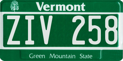 VT license plate ZIV258