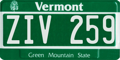 VT license plate ZIV259