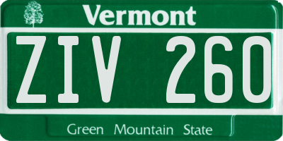 VT license plate ZIV260