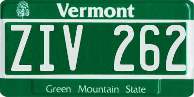 VT license plate ZIV262
