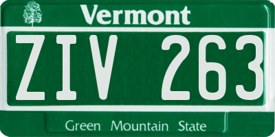 VT license plate ZIV263