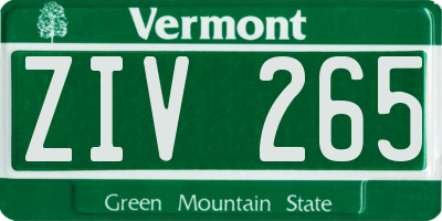 VT license plate ZIV265