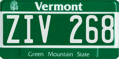 VT license plate ZIV268