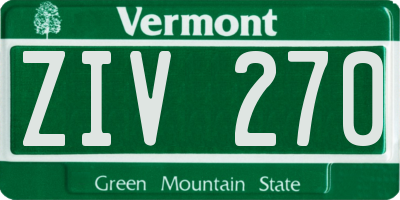 VT license plate ZIV270