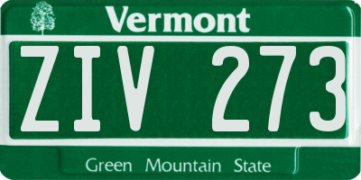 VT license plate ZIV273