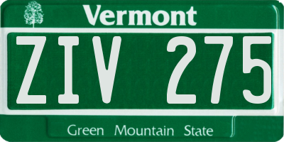 VT license plate ZIV275