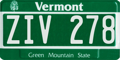 VT license plate ZIV278