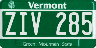VT license plate ZIV285