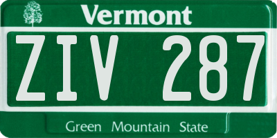 VT license plate ZIV287