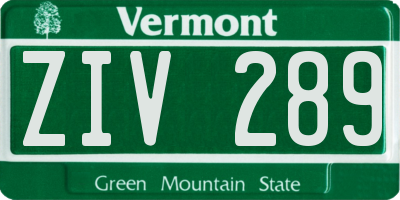 VT license plate ZIV289