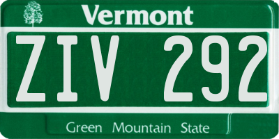 VT license plate ZIV292