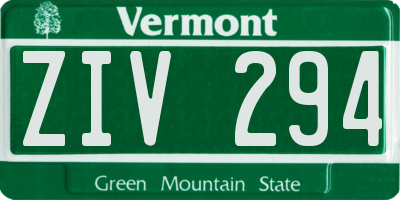 VT license plate ZIV294