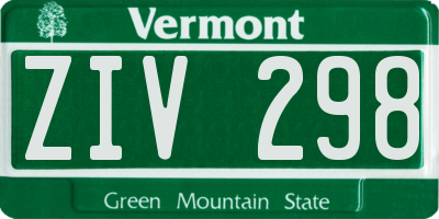 VT license plate ZIV298