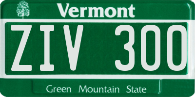 VT license plate ZIV300