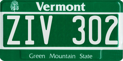 VT license plate ZIV302