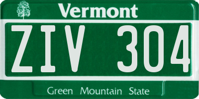 VT license plate ZIV304