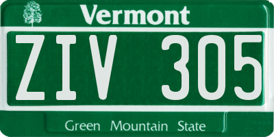 VT license plate ZIV305
