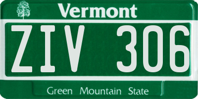 VT license plate ZIV306