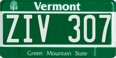 VT license plate ZIV307