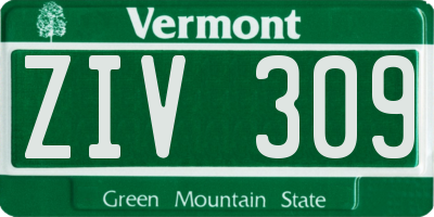 VT license plate ZIV309