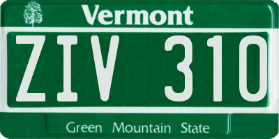 VT license plate ZIV310