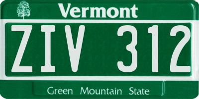 VT license plate ZIV312