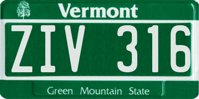 VT license plate ZIV316