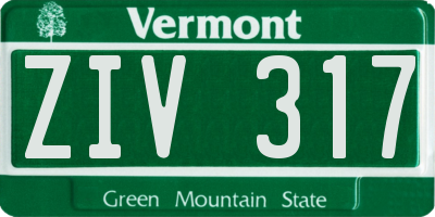 VT license plate ZIV317