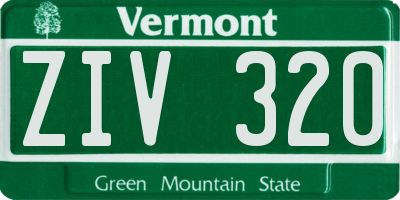 VT license plate ZIV320