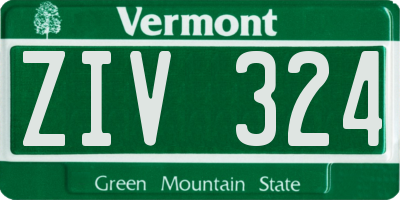 VT license plate ZIV324