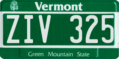 VT license plate ZIV325