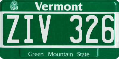 VT license plate ZIV326