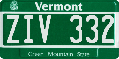 VT license plate ZIV332