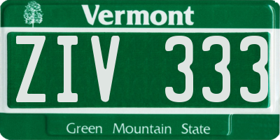 VT license plate ZIV333