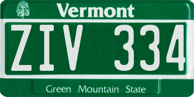 VT license plate ZIV334