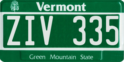 VT license plate ZIV335