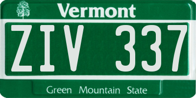 VT license plate ZIV337