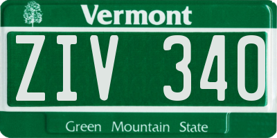 VT license plate ZIV340