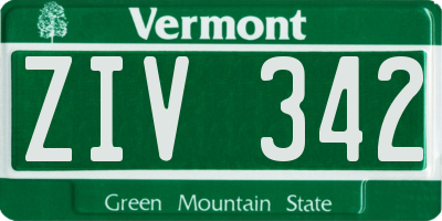VT license plate ZIV342
