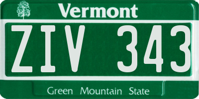 VT license plate ZIV343