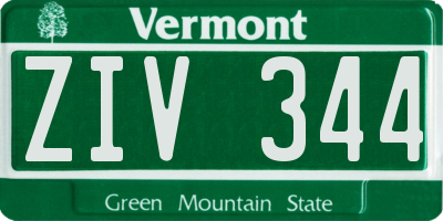 VT license plate ZIV344